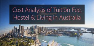 Cost analysis of tuition fee, hostel and living in australia
